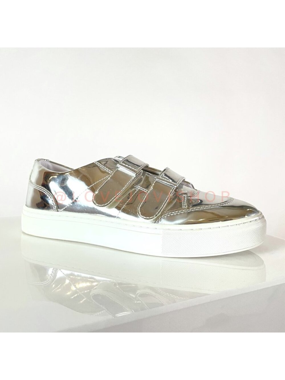 Streetwear | Zara Silver Metallic Velcro Sneakers | Plimsoll Style